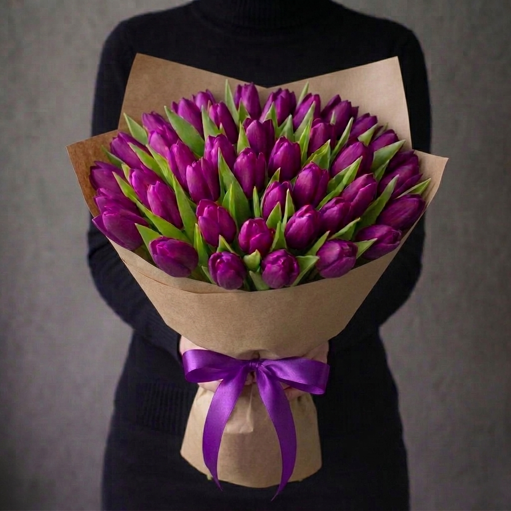 Purple Prince tulpių puokštė
