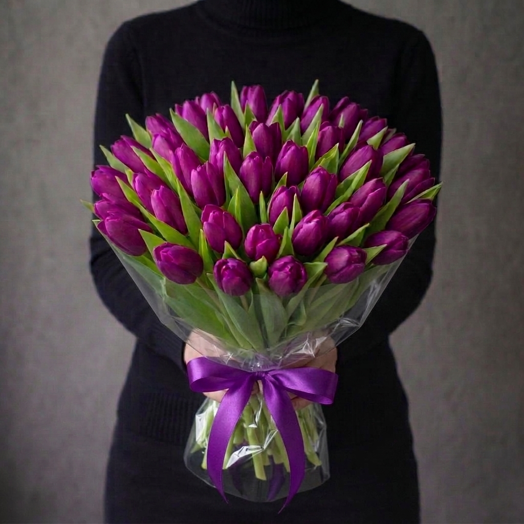 Purple Prince tulpių puokštė